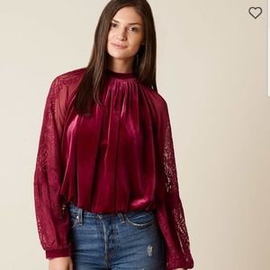 Free people velour super chic blouse